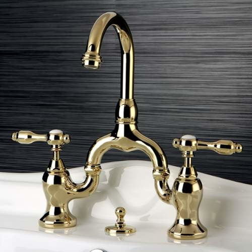 Kingston Brass Bridge Bathroom Faucet With Brass Pop-Up, Oil Rubbed Bronze