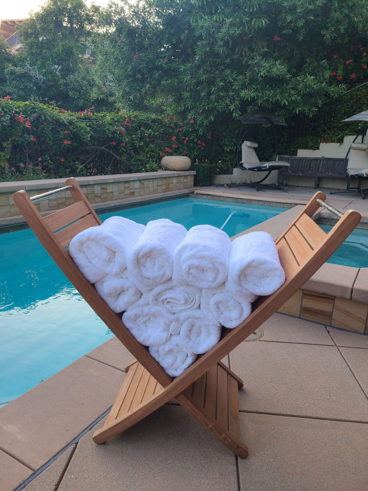 Teak Towel Holder / Rack Spa Bathroom Pool - Large