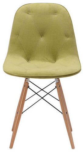 HomeRoots 18.7" X 21.7" X 31.9" Green Velour Polyblend Wood Dining Chair