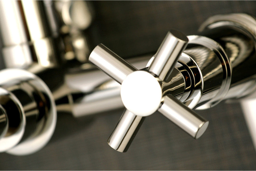 Aqua Vintage 7" Adjustable Wall Mount Tub Faucet, Polished Nickel