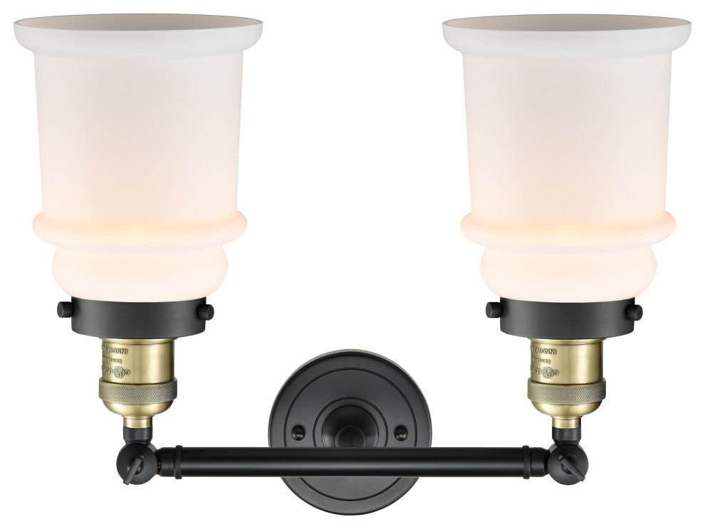 Canton 2-Light Bath Vanity-Light, Black Antique Brass, Matte White