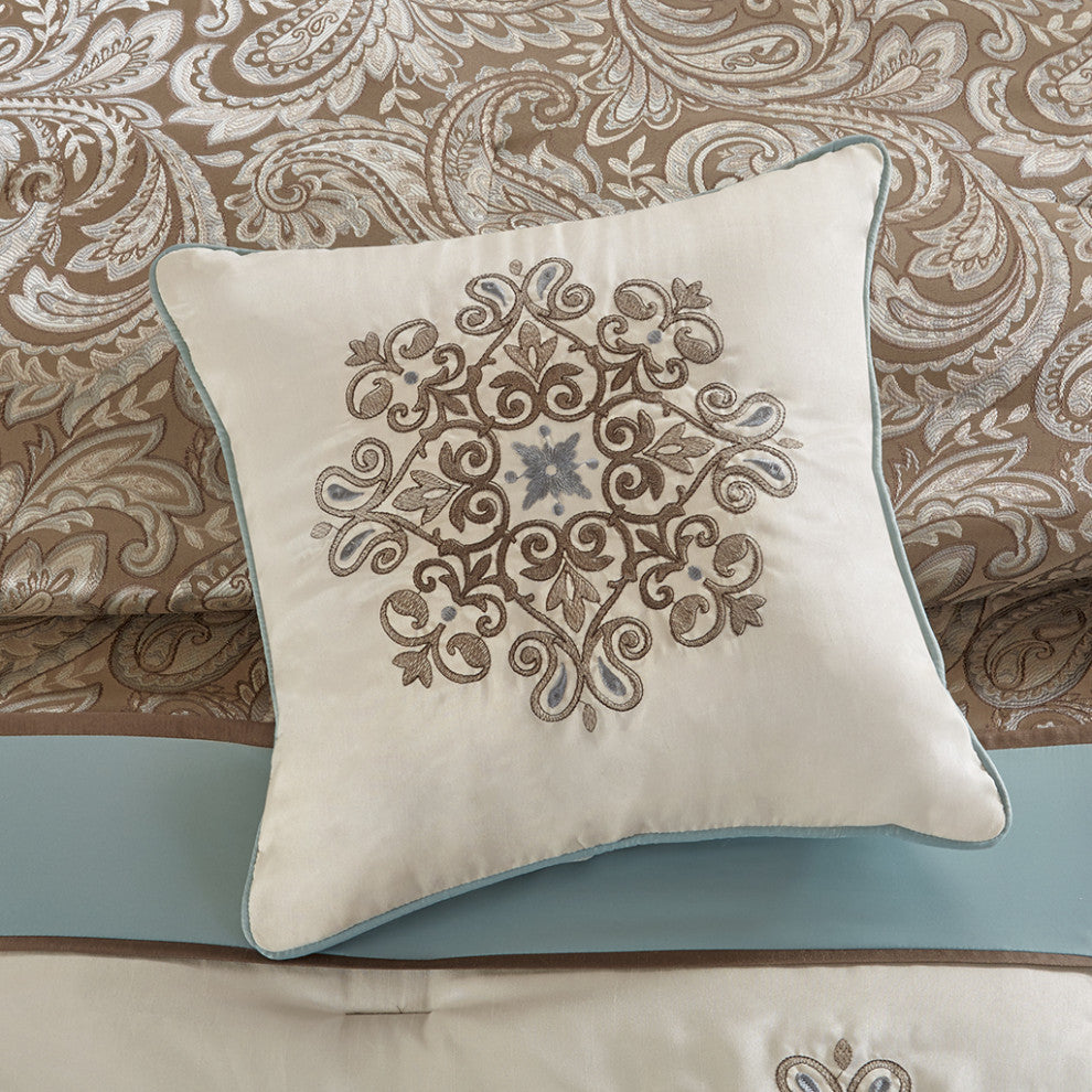 Madison Park Caroline Jacquard 7 Piece Comforter Set in Blue