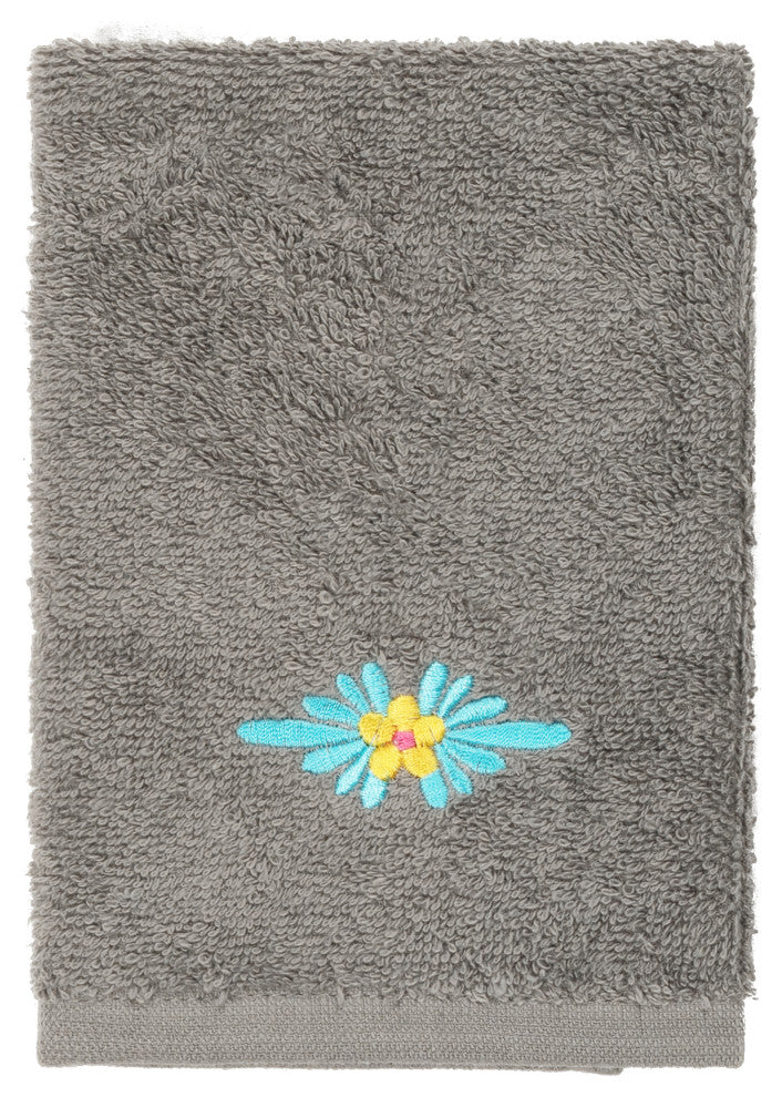 Linum Home Turkish Cotton Feliz 3-Piece Embellished Towel Set, Dark Gray