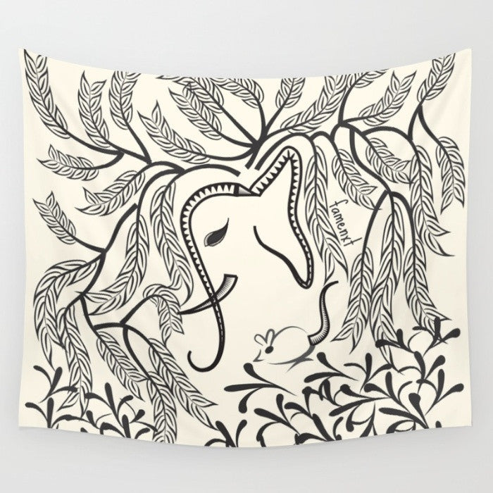 Elephant In Jungle Wall Tapestry, 51"x60"