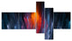 Fractal Fire in Light Blue, Abstract Canvas Art Print, 60"x32", 5 panels
