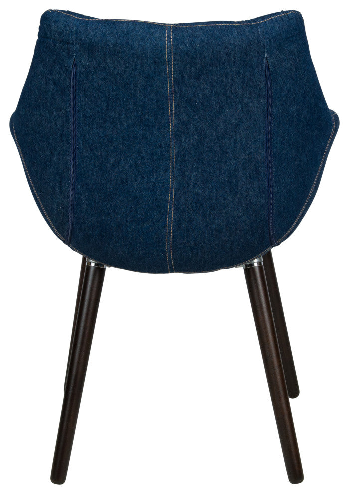 4-Piece Denim Lounge Armchair with Beech Wood Legs Accent Side Armchair