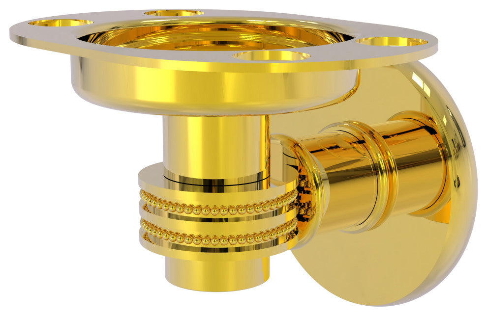 Continental Toothbrush Holder With Dotted Accents, Polished Brass