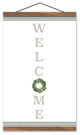 Welcome Wreath 12x18 Teak Hanging Canvas