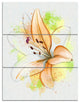 Cute Yellow Flower with Green Splashes, Floral Canvas Art Print, 28x36, 3 Panels