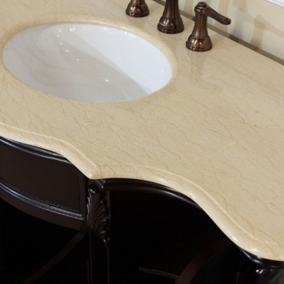 48" Single Sink Vanity-Wood-Dark Mahogany-Creama Marfil