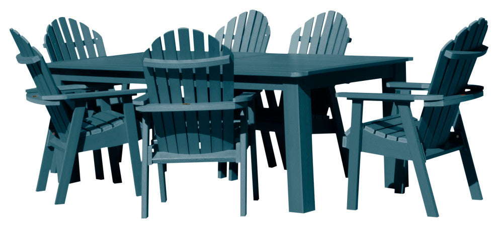 Muskoka 7-Piece 42x72 Bistro Dining Set, Weathered Acorn, Nantucket Blue