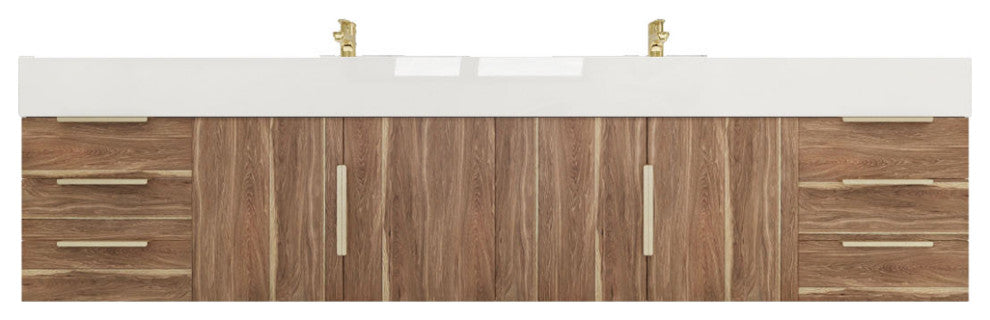 Madison 84" Wall Standing Double Sink Vanity with Reinforced Acrylic Sink, White Oak