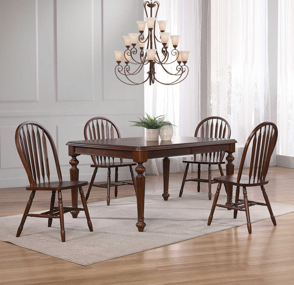 5-Piece 76" Rectangular Extendable Butterfly Dining Table Set, Seats 8