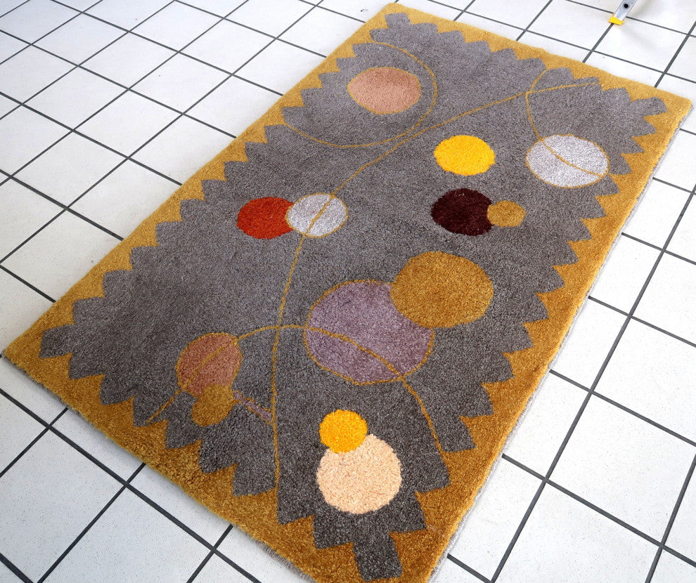 Handmade Contemporary ORA French Hooked Rug 3'x4.7', 91cmx145cm, 2021