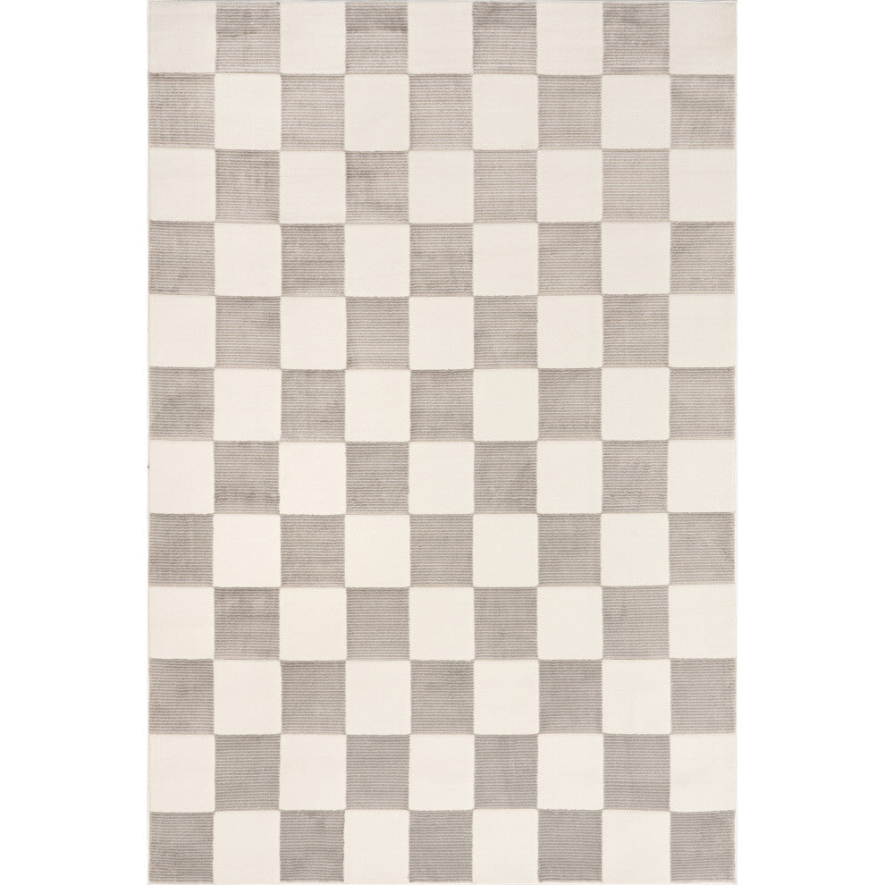 Nuloom Zhuri Checkered Washable Rug, Cream 3' x 5'