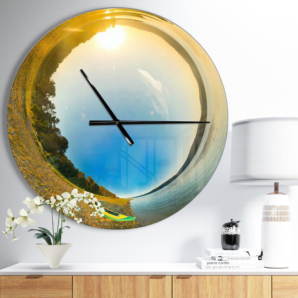 Kayak in River Little Planet Oversized Modern Metal Clock, 23x23