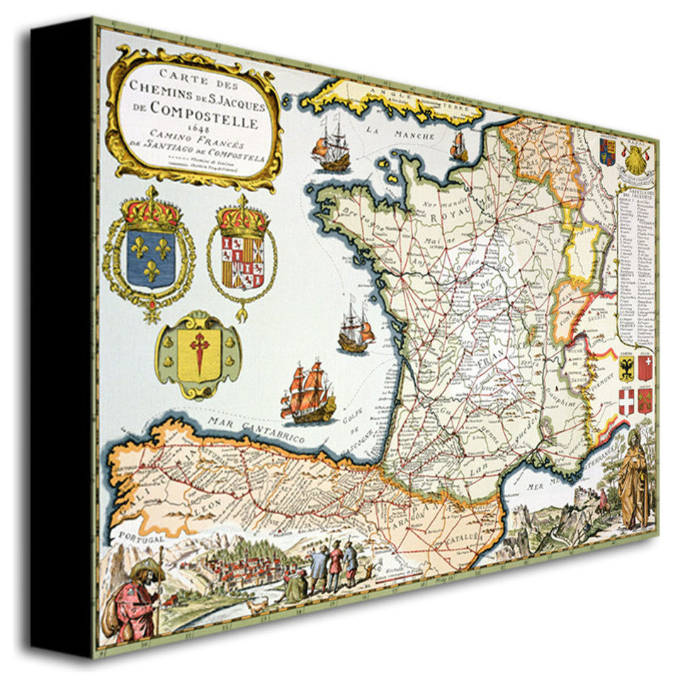 ''Map of Routes of St. James, 1648'' Canvas Art by D. Serveaux