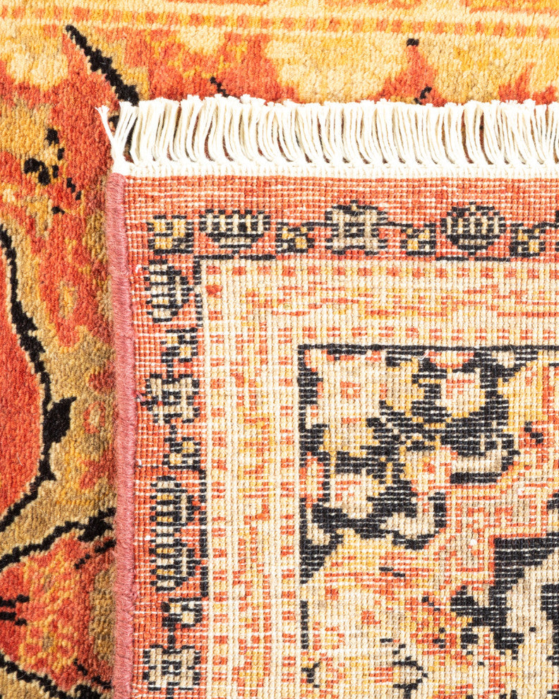 Wundwin One-of-a-Kind Hand-Knotted Runner Orange, 2'8"x12'1"