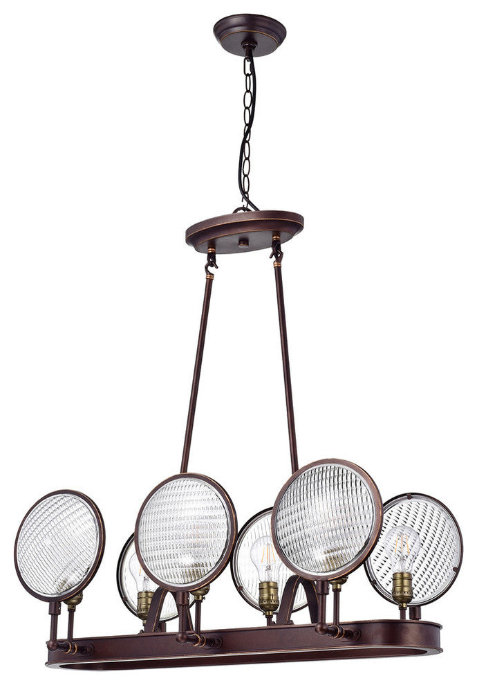 Cartweight 6-Light Oil Rubbed Bronze Semi-flush Chandelier With Headlight Glass