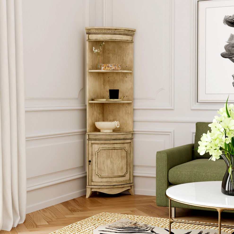 Butler Dowling 1 Door Corner Cabinet, Antique Beige