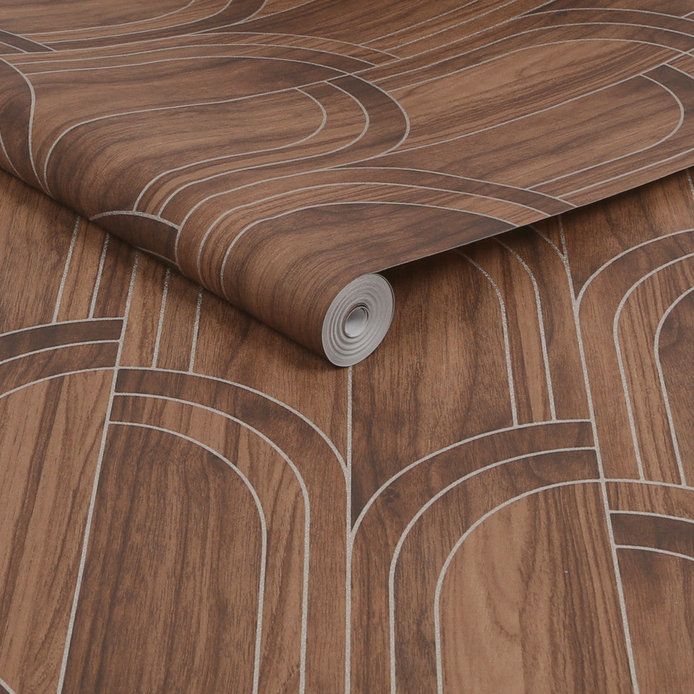 Modella Wood Wallpaper, Walnut