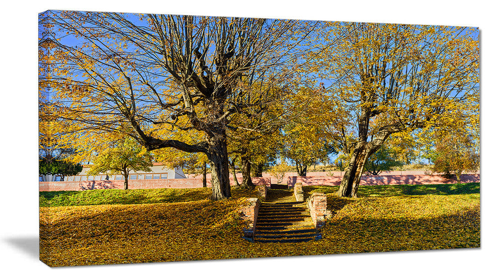 "Stone Stairs in Park in Fall" Landscape Wall Art, 32"x16"