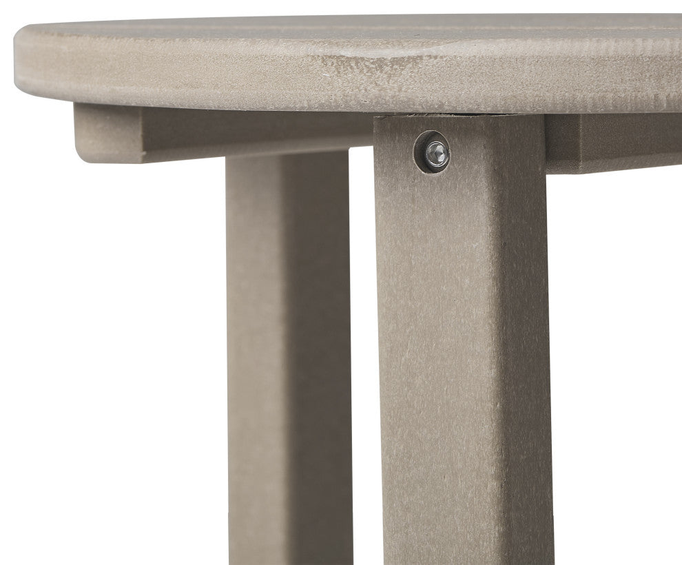 Adirondack Round Outdoor Side Table, Weathered Wood
