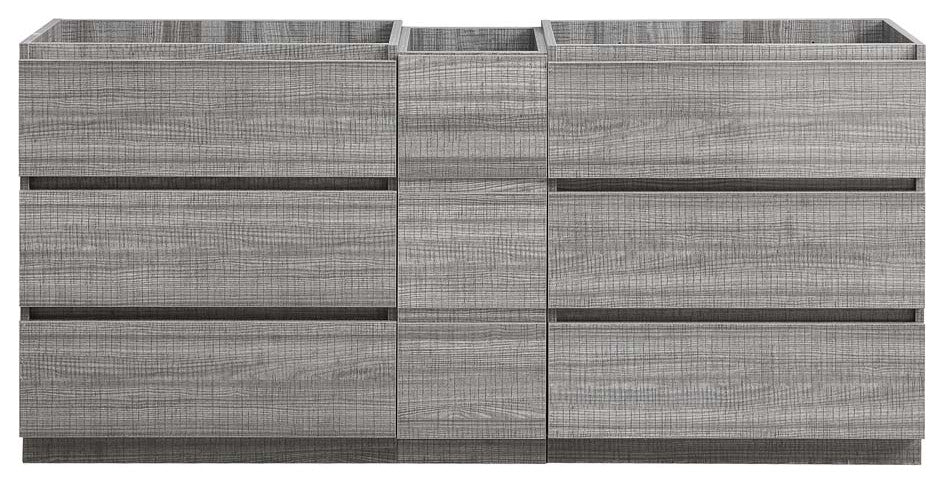 Fresca Lazzaro 72" Gloss Ash Gray Double Sink Cabinet