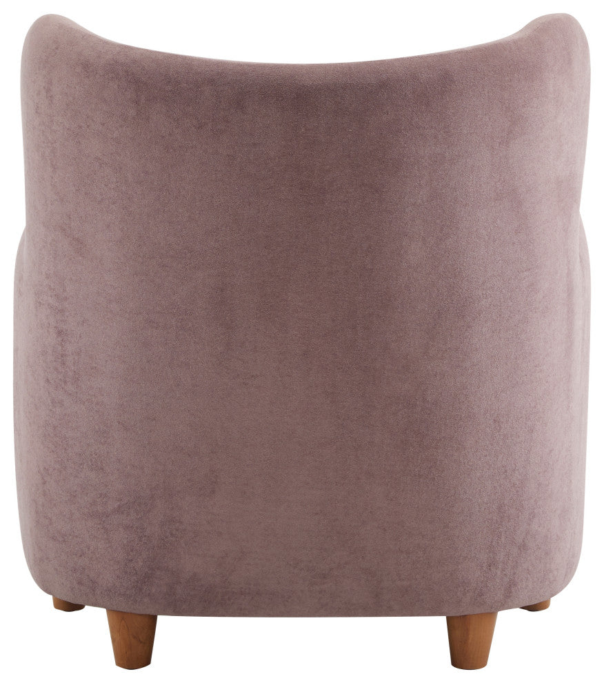 GDF Studio Wingback Fabric Accent Chair With Solid Birch Legs, Pinkish Purple