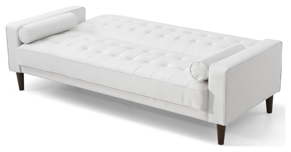 Navi Sleeper Sofa, White Faux Leather