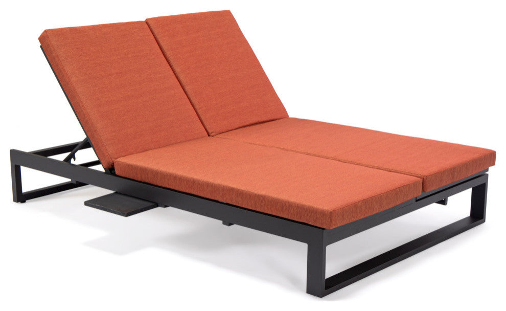 LeisureMod CLBL-82OR Chelsea Convertible Lounge Reclining Double Chaise Cushions