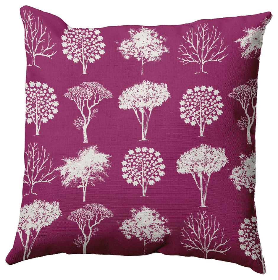 18" x 18" Field of Trees Decorative Throw Pillow, Dusty Rose