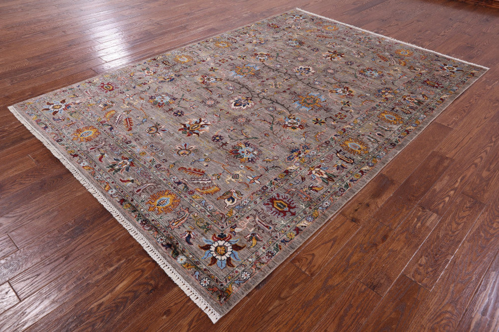 6' 11" X 9' 11" Persian Tabriz Hand-Knotted Wool Rug Q10115
