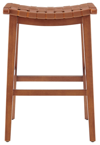 Marco PU Backless Counter Stool, Ochre Brown/Medium Brown
