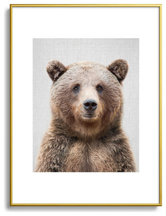 Gal Design Grizzly Bear Colorful Metal Framed Art Print