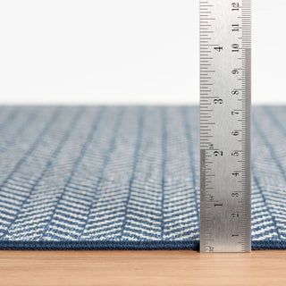 Dash & Albert Herringbone Navy Machine Washable Rug, Blue, 3' x 5'