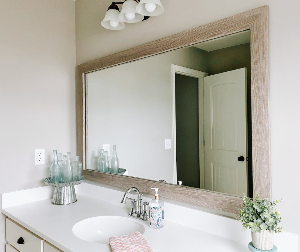Pendleton Framed Wall Mirror, Driftwood Textured, 28" X 54"