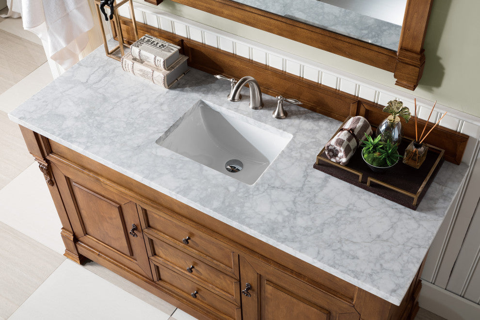 James Martin 147-114-5371-3CAR Country Oak Vanity With Carrara Marble Top