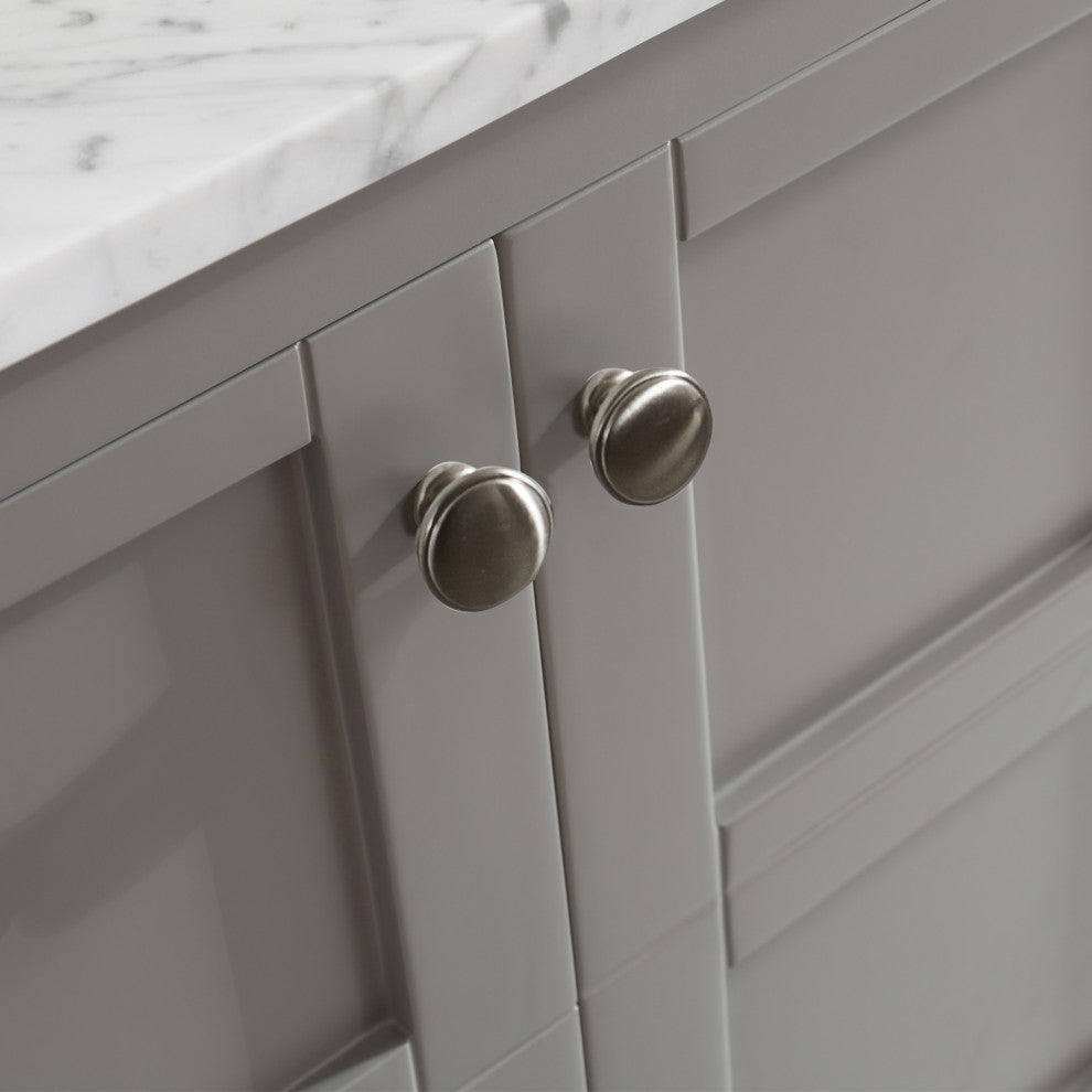 Florence 72" Double Vanity, Carrara White Marble Top, Gray, With Mirror