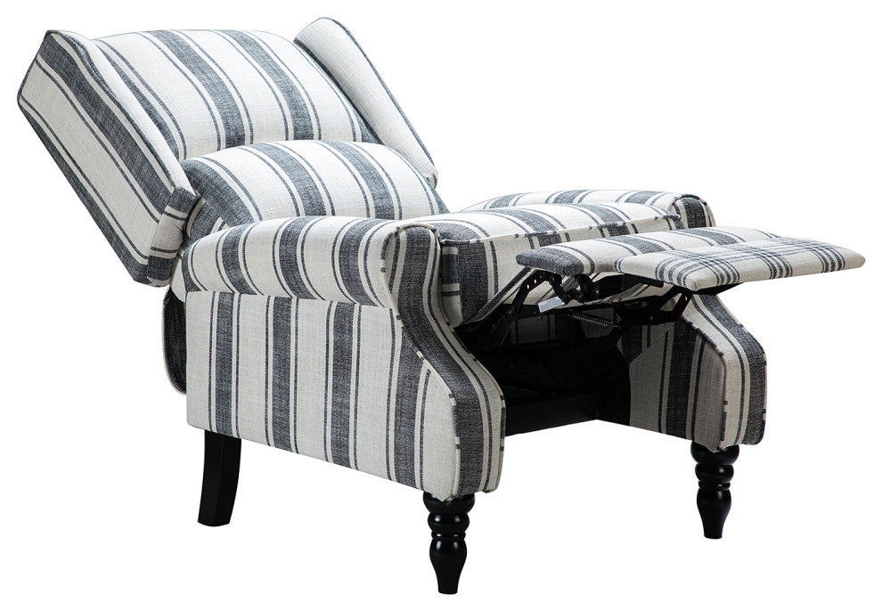 Modern Manual Wingback Recliner Set of 2, Stripe Black