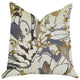 Camellia Floral Blue, Beige Tones Luxury Throw Pillow, 20"x36" King