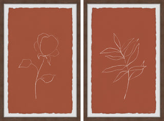 Roses and Leaves Diptych, 2-Piece Set, 24x36 Panels