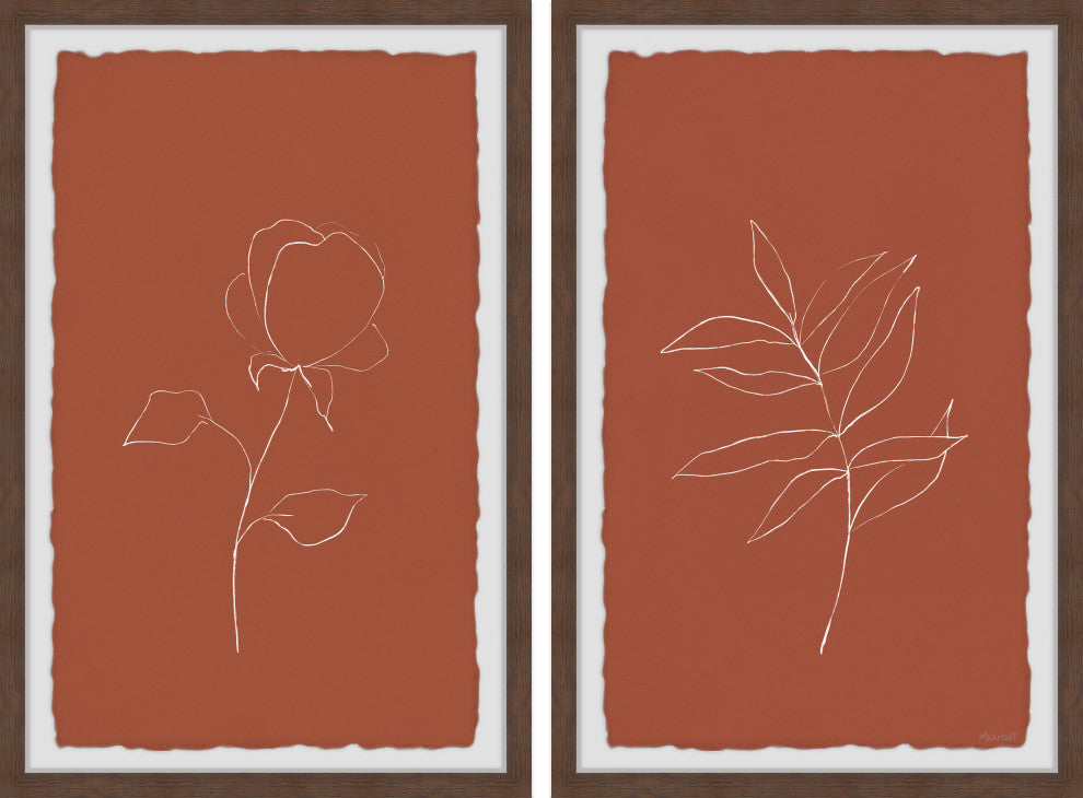 Roses and Leaves Diptych, 2-Piece Set, 24x36 Panels