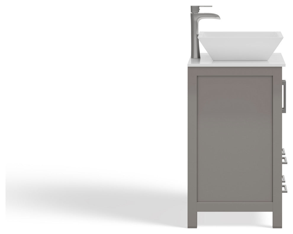Sinclair 24" Single Bathroom Vanity with Engineered Marble Top with Mirror