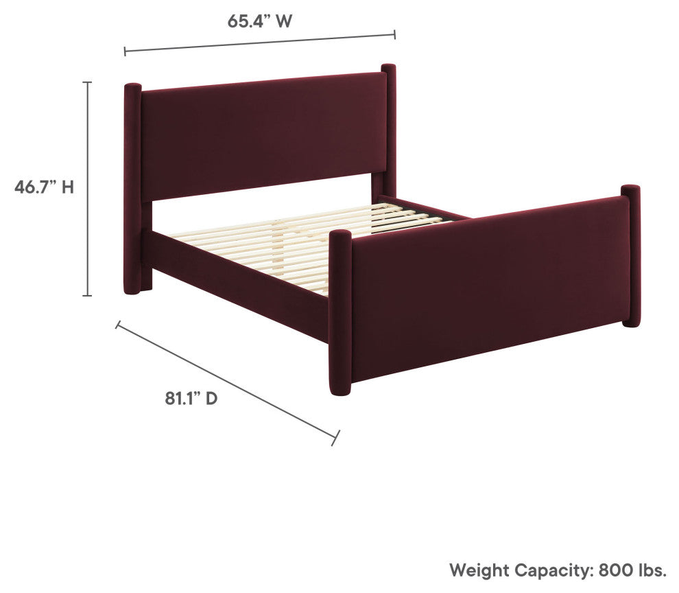 Rael Performance Velvet Full Platform Bed, Mulberry