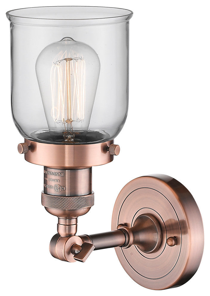 Small Bell 1-Light LED Sconce, Antique Copper, Glass: Clear
