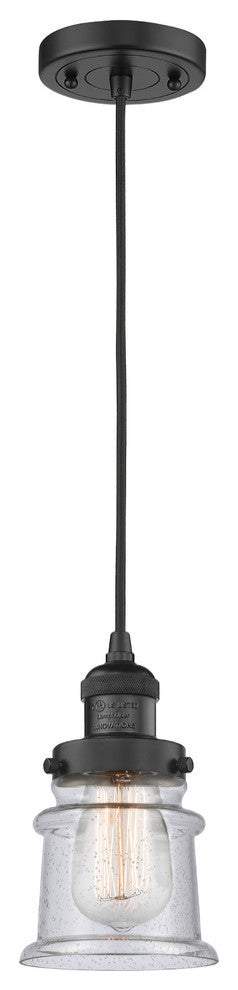 Small Canton 1-Light Mini Pendant, Matte Black, Seedy