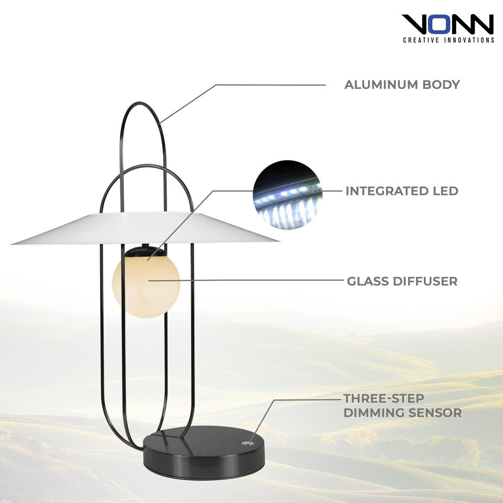 Lyra 24" ETL Certified Integrated LED Table Lamp, Black