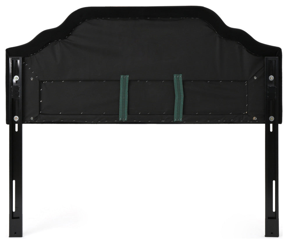 GDF Studio Falcon Tufted New Velvet Queen/Full Headboard, Black