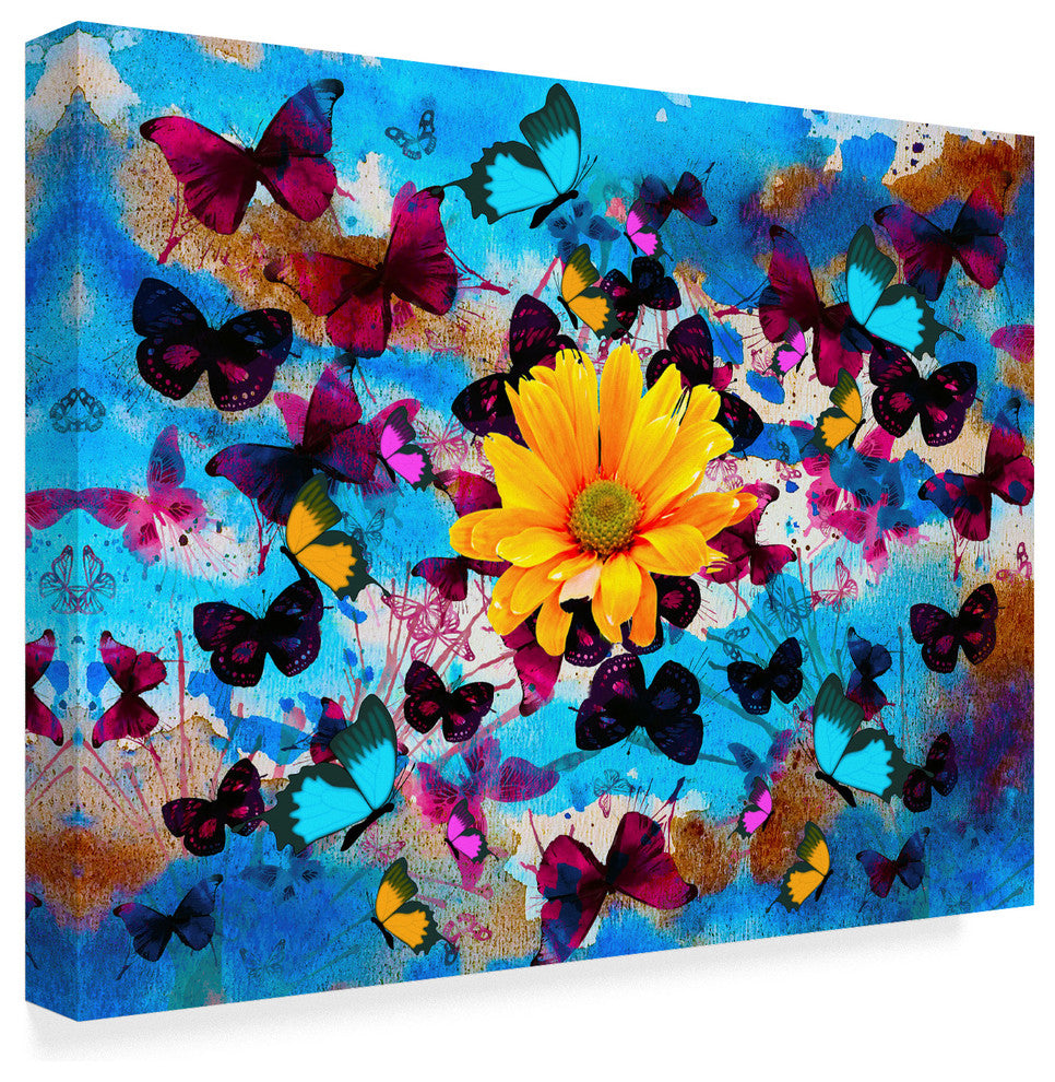 "Daisy And Butterflies" by Ata Alishahi, Canvas Art, 47"x35"